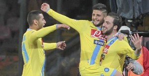 Ghoulam, Higuain e Insigne festeggiano